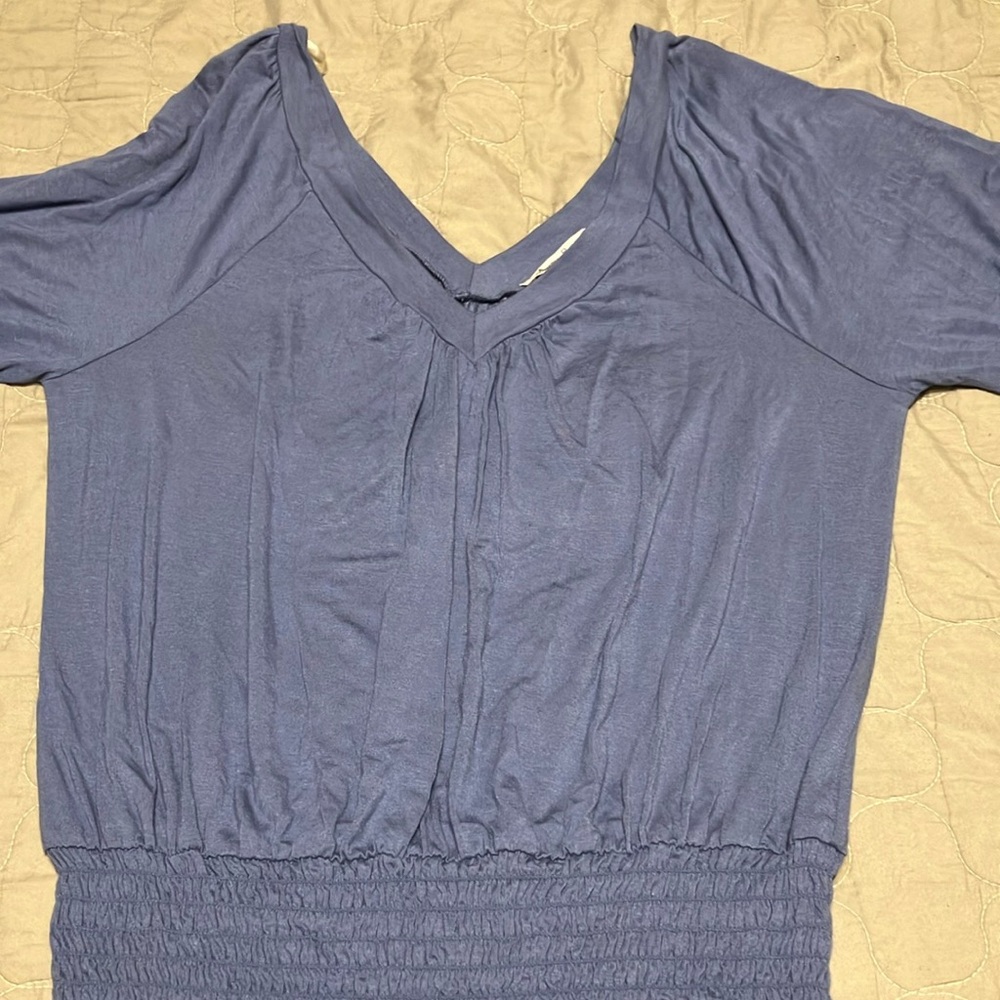 NWOT American Rag Blue Smocked Short Sleeve Blouse